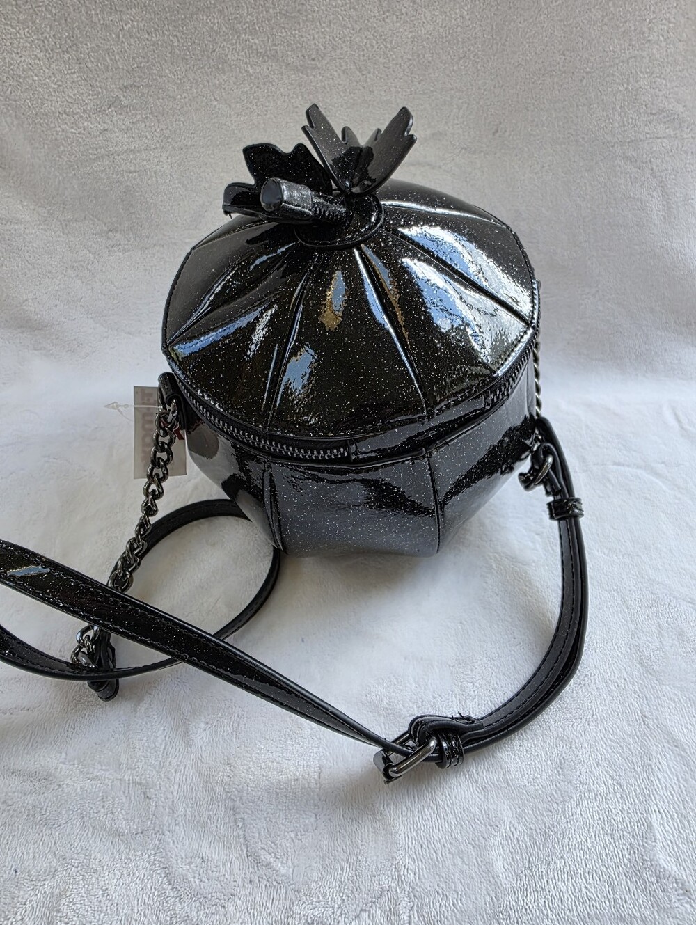Black Glitter Pumpkin Face Crossbody Bag Halloween - Picture 3 of 4